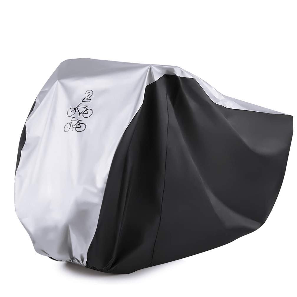 Maveek Bycicle Cover for 2 Bikes Waterproof Cycle Dirt Bike Outdoor Rain Dust Snow Water Wind Sun Resistant UV Protection Winter Summer Cold All Weather Indoor Garage Storage Road Mountain Bike
