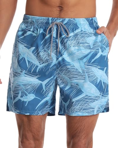 2 in 1 Mens 5" Swim Trunks Bathing Suit with Compression Liner