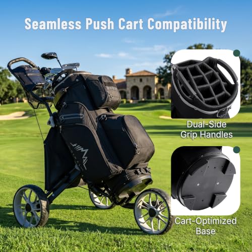 Golf Cart Bag with 15 Way Organizer Divider Top - Black