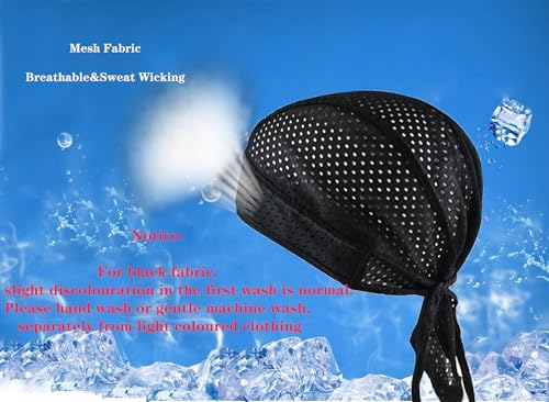 Breathable Cycling Bandana Headscarf - Adjustable Mesh Sweat Wicking - Black