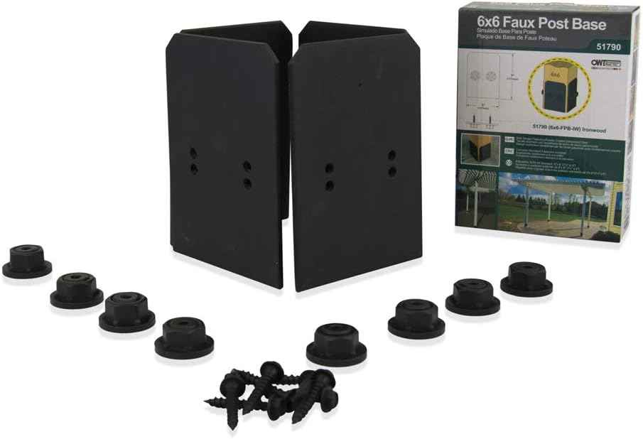 Ozco Laredo Sunset Lite 6x6 Post Base Kit - Galvanized Steel with Decorative Plates & Screws