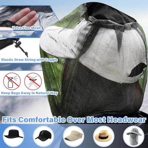 Mosquito Head Net - Black Insect Shield for Outdoor Activities (2pcs)