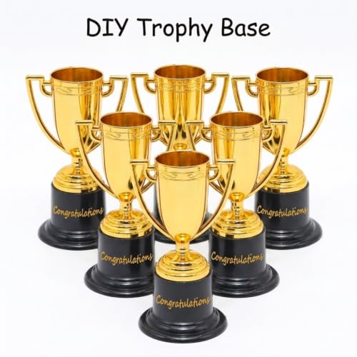 Mini Trophy Cups Set - 6 Pcs Gold 4-Inch Plastic Awards for Parties