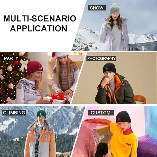 Slouchy Knitted Beanie Hat - Soft Warm Winter Skull Cap - Black Red
