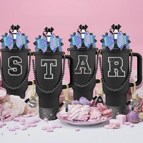 9-Piece Tumbler Accessory Set for 30/40 Oz Cups - Letter A Black