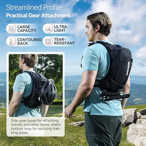 MARCHWAY Black Ultralight Hydration Backpack 3L Water Bladder for Cycling Hiking