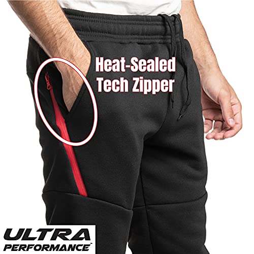 Ultra Performance Men’s 3 Pack Fleece Sweatpants with Pockets - Large Black