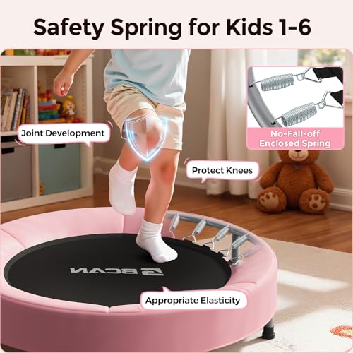 Kids Toddler Trampoline 36'' with Foam Handle - Pink-Classic