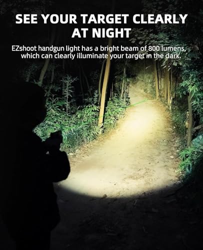 800 Lumens Rechargeable Pistol Light Laser Combo with Strobe Mode