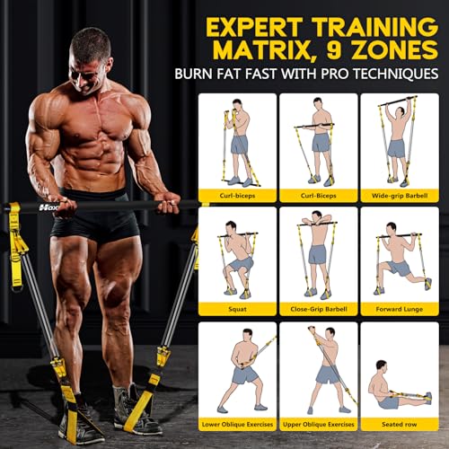 Portable Pilates Bar Kit with Resistance Bands for Strength Training
