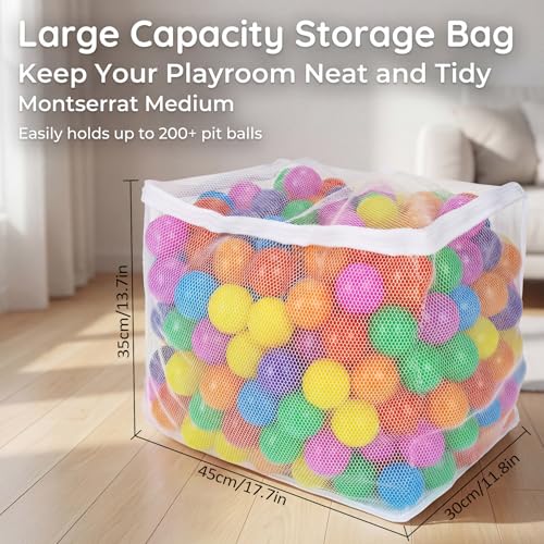 Mesh Ball Pit Ball Storage Bags - 2 Pack Organizer with Zipper
