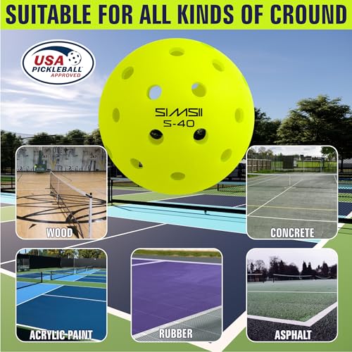 S-40 Outdoor Pickleball Balls - USAPA Approved, Neon Green - 3 Count