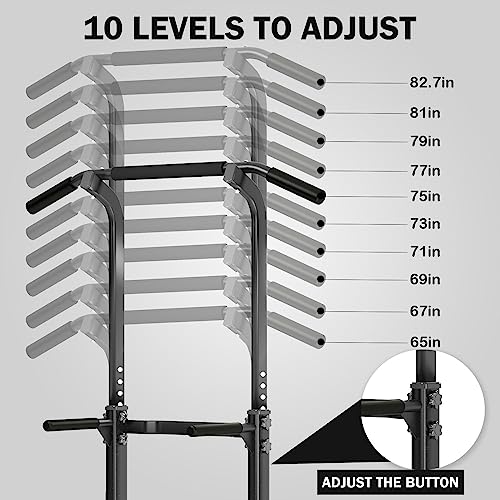 Power Tower Dip Station with Adjustable Height - Black