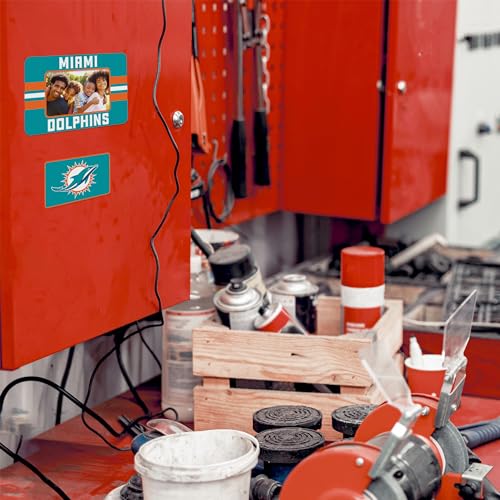 NFL Football Stripes Magnetic Picture Frame & Magnet Set - Miami Dolphins
