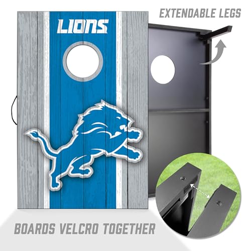 Portable Cornhole Game Set - 2' x 3' with Detroit Lions Logo Bags