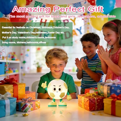 Soccer Football Night Light - Silicone USB-C Rechargeable, 7 RGB Colors, Auto Timer - Brazil