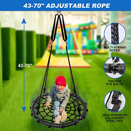 Odoland 24in Black Spider Web Platform Swing for Kids & Adults Outdoor Backyard