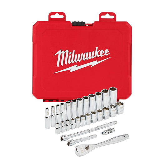 Milwaukee Electric - 1/4 Drive 28PC Ratchet & Socket Set - Metric