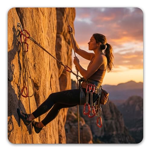 FresKaro 4-Inch UIAA & CE Certified Auto Lock Carabiner 2pcs - Lightweight Aluminum for Climbing & Rappelling, Red