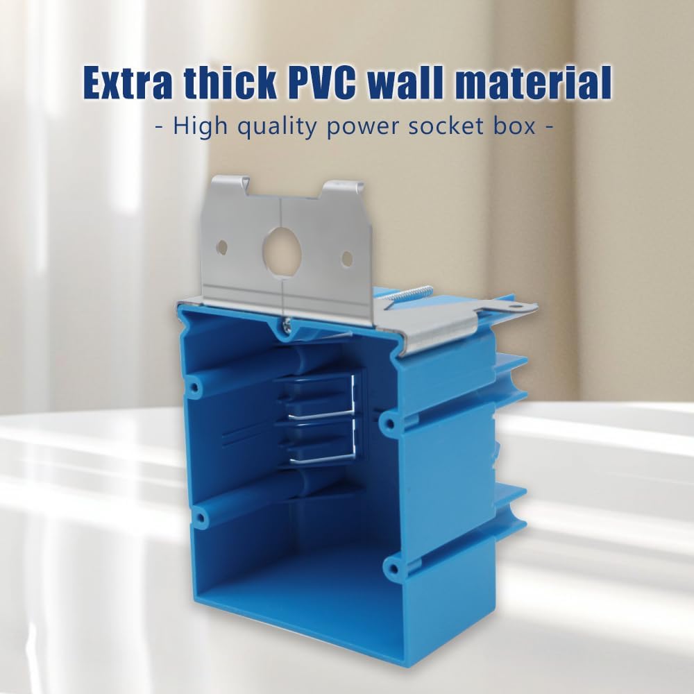 XGGYA 2 Gang Electrical Box Adjustable,Blue Electrical Boxes Plastic,34 Cubic Inch Plastic Outlet Box for Flexibly Adjusted,AWG Standard(1 Pack)