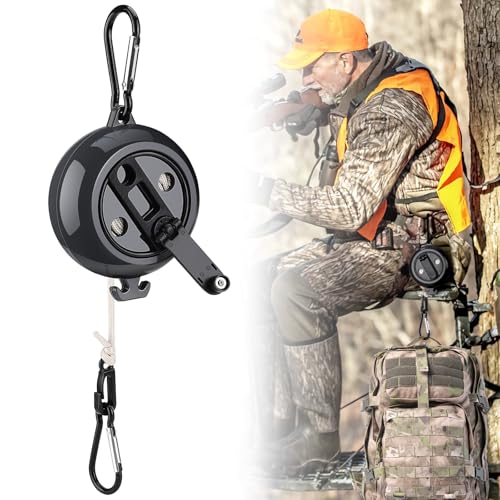TOBWOLF Black Retractable Bow & Gear Hoist, 33FT Hunting Tree Stand Accessory