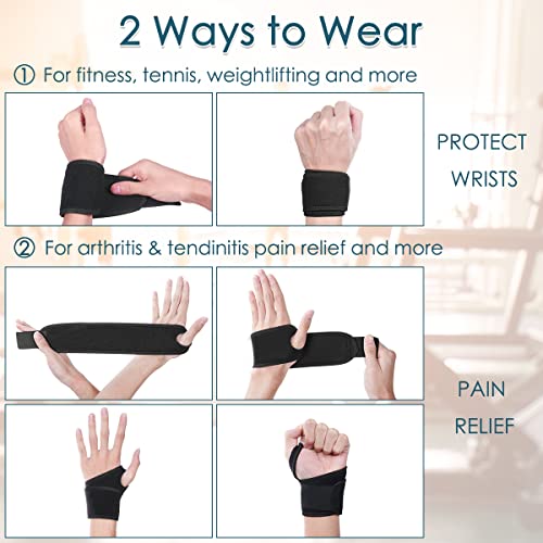 URAQT 2-Pack Wrap Wrist Brace for Carpal Tunnel Relief – Adjustable Left/Right Hand, Black
