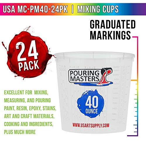 24-Pack 40 Ounce Graduated Plastic Mixing Cups for Resin Paint & Art - Includes Measurement Ratios