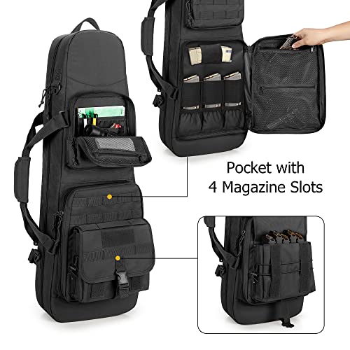DSLEAF 32-Inch Double Rifle Case Tactical Backpack with Pockets - Black