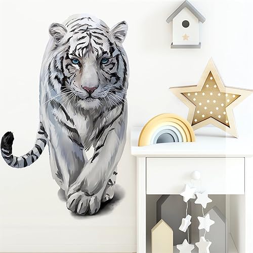 Black£¦White Spots Tiger Wall Stickers, sacinora Wild Animal Wall Decals Removable Vinyl Peel and Stick for Kids Baby Nursery Living Room Bedroom Children's Room Playroom Art Decorations