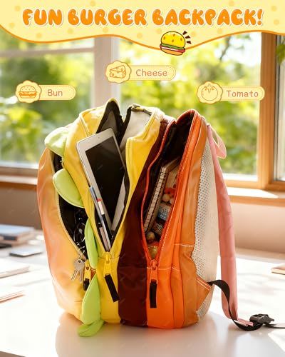 Cheeseburger Backpack Food-Shaped Novelty Bag for Kids & Adults