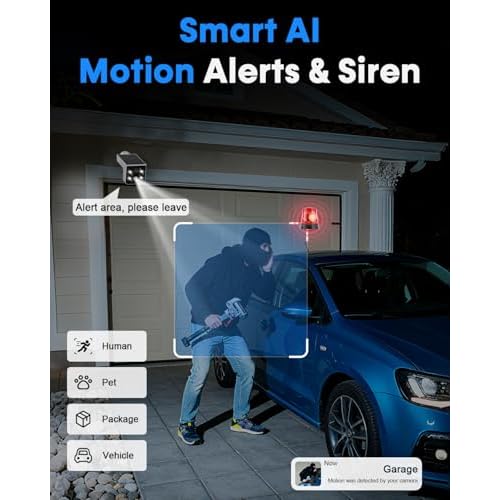 Solar Powered Wireless Outdoor Security Camera: 2K, Color Night Vision, PIR Motion Alerts, IP67, Easy No-Wiring Setup, Long Battery Life, Optional Subscription