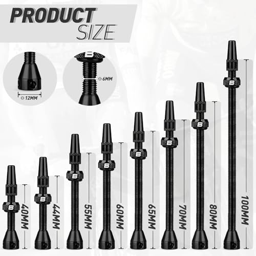 Lightweight Tubeless Presta Valve Stem Kit - Black 44mm