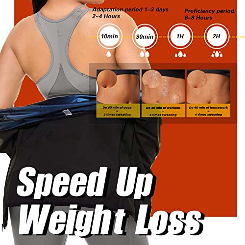 Sauna Suit Shirt for Women - Weight Loss Sweat Vest, Blue Large