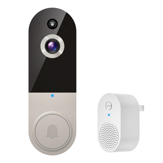 1080P Video Doorbell Camera Wireless, Cloud Storage, Live View, 2-Way Talk, Night Vision, 2.4Ghz WiFi Only, Indoor Surveillance, Real-Time Alert (Linen)