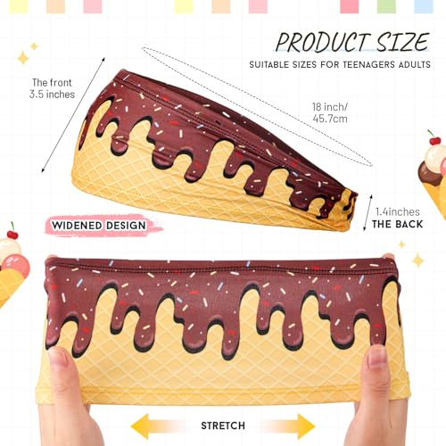 Athletic Sweatband - Ice Cream Drip Baseball Hairband - Brown