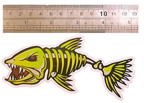 Fish Bones Skeleton Stickers - 2 Piece Kayak Decal Set, 5" Outline