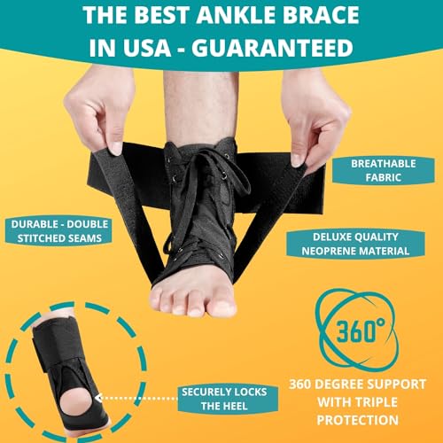 MEDIZED Ankle Brace, Lace Up Adjustable Support for Running, Basketball, Injury Recovery, Sprain! Ankle Support Wrap for Men, Women, and Children (Small)