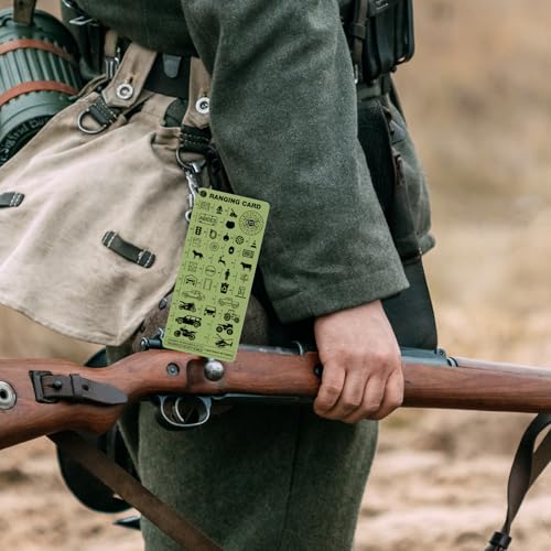 Tactical Range Card for Shooting - Mil & Yard Measurement with Keychain