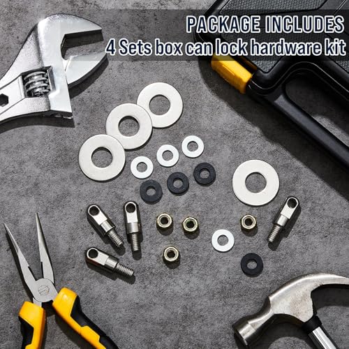 4-Pack Stainless Steel Locking Hardware Kit for Metal Cans, Secure Lock Set