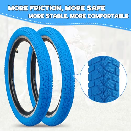 WEEROCK 20 Inch Bicycle Tires & Inner Tubes Blue 2 Pack for MTB BMX