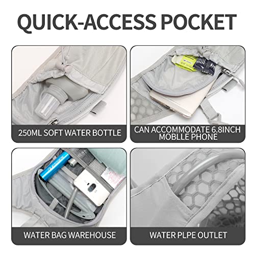 Hydration Pack Backpack with 2L Bladder - Grey White