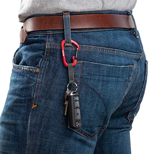 SlideLock Key Ring Carabiner with Webbing - Red