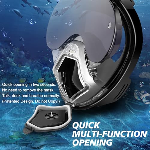 Xyuee Devilfish Full Face Snorkel Mask Adults Black XL - 180° Panoramic, Anti-Fog & Leak-Proof Snorkeling Gear
