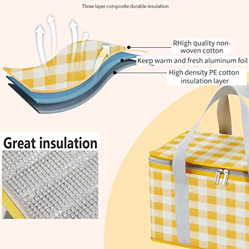 Insulated Foldable Cooler Bag - Yellow Picnic Basket