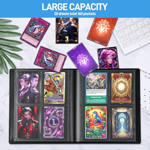 4-Pocket Trading Card Binder - 160 Pockets Mini Album - Black