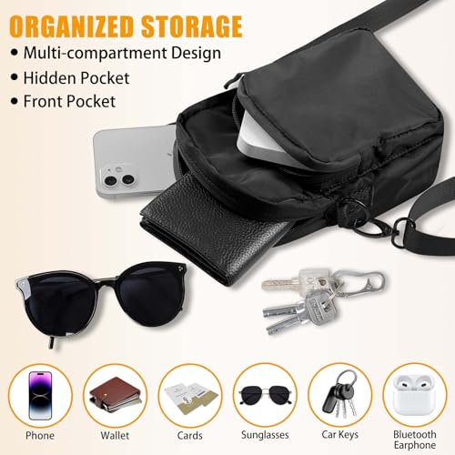 JACZZO Magnetic Gym Bag Double-Layer Small Crossbody Organizer Black