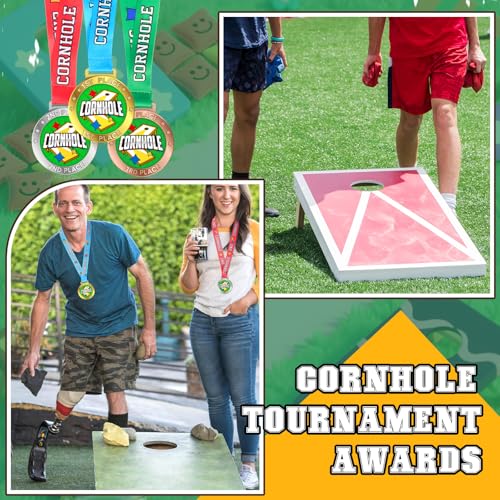Cornhole Award Medals Set - Gold, Silver, Bronze with Ribbon