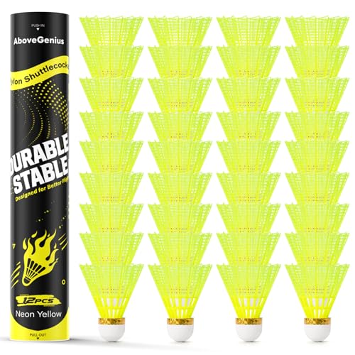 Yellow Nylon Badminton Shuttlecocks - 12 Pack Birdies