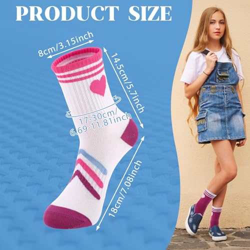 6 Pairs Kids Athletic Crew Socks - Mix Color