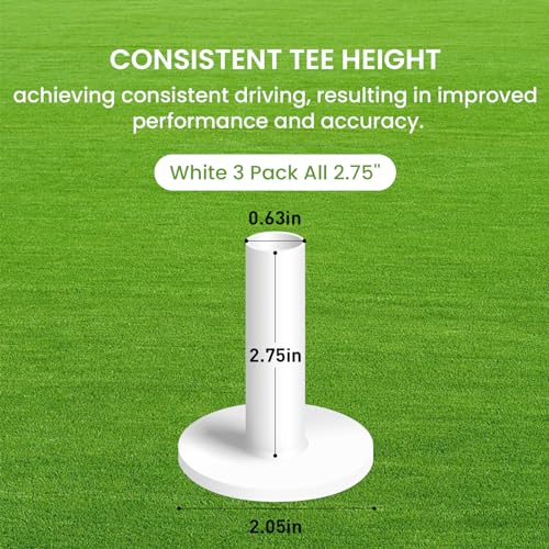 Golf Rubber Tees for Practice Mat - 3 Pack 2.75" White